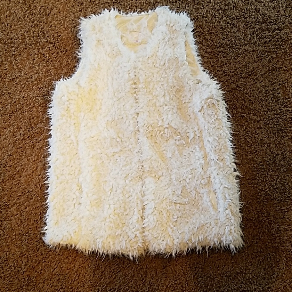 Target White Furry Vest Size L